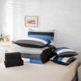 thumbnail image 5 of YST, Patchwork à Rayures, Lit en Sac, Moderne, 7 Pcs, Bleu Noir Gris Foncé, Très Grand, 5 of 5