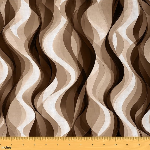 Manfei Black Brown White Fabric by the Yard (1 Yard), Aesthetic Geometric Decorative Fabric by the Yard, Abstract Stripe Sewing & Crafting Fabric