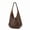 Dark Brown, variant on Soft Oil-Wax PU Hobo Shoulder Bag with Inner Pouch, Retro Tote Purse for Women, Black