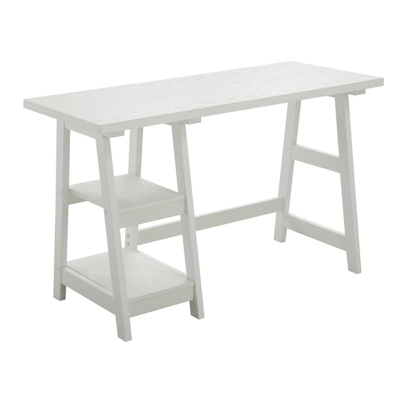 Scranton & Co Modern Wood Trestle Desk with Shelves in White