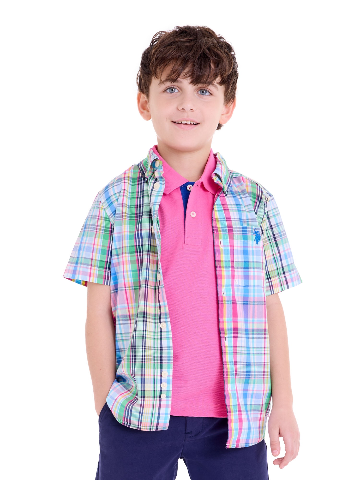U.S. Polo Assn. Short Sleeve Button-Up Shirt for Boys, Sizes 4-18