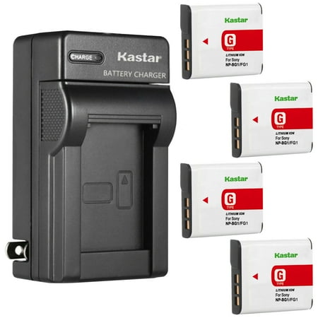 Kastar 4-Pack NP-BG1 Battery and AC Wall Charger Replacement for Sony Cyber-shot DSC-H3 Cyber-shot DSC-H7 Cyber-shot DSC-H9 Cyber-shot DSC-H10 Cyber-shot DSC-H20 Cyber-shot DSC-H50 Camera