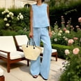 thumbnail image 2 of Comfy Sets for Women Clothing Crew Neck Tank Top and Wide Leg Pants Summer Loungewear 2 Piece Travel Outfits, 2 of 8