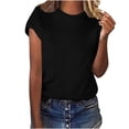 thumbnail image 2 of Offres de la Semaine Cagogo Hauts d'Été pour Femmes T-Shirt en Liquidation à Moins de 5 $ Tunique Décontractée Élégante à Manches Courtes Couleur Unie Col Rond Mignon T-Shirts de Printemps Cadeaux pour Maman, 2 of 4