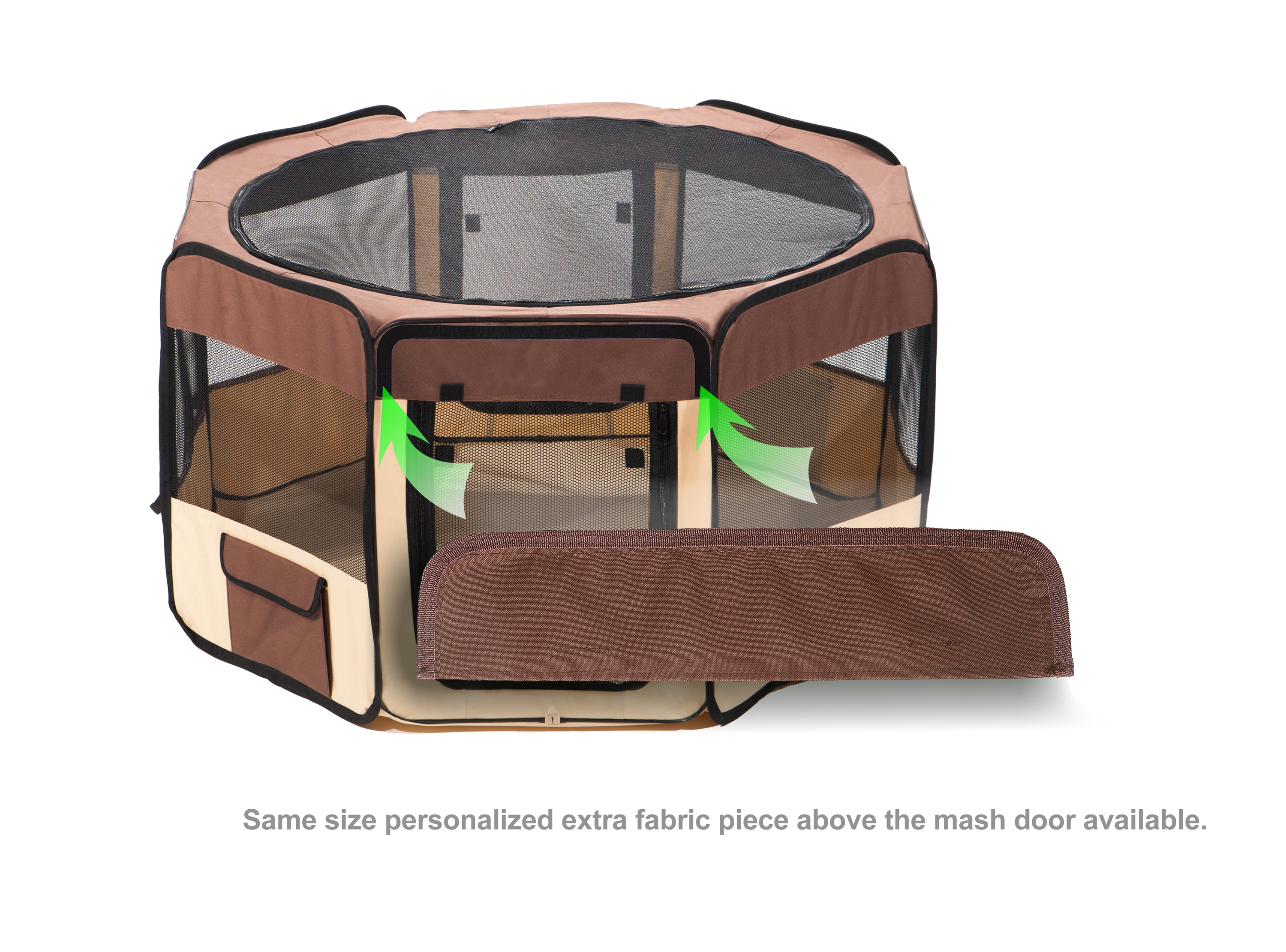 Pawer 45”×24” 8-Panel Foldable Pet Playpen, Brown+Beige, Personalize Embroidery Extra Fabric Piece Available, for Cat/Dog/Puppy, 600D Oxford Cloth Portable Indoor & Outdoor Kennel with Carry Bag