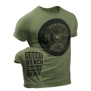 Happy Hour T-Shirt for Men Crossfit Workout Weightlifting Funny Gym Tshirt (Small, 013. Squat Bench Deadlift T-Shirt Green)