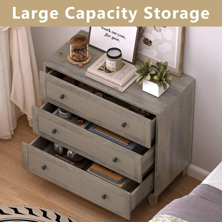 boho small dresser Arched Boho 6-Drawer Dresser | Natural Oak & Walnut Storage Cabinet