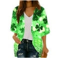 thumbnail image 2 of Cardigans for Women St. Patrick's Day,Chiffon Summer Kimono Cardigan 3/4 Sleeve Open Front Beach Kimono Hawaiian Floral Printed Lightweight Casual Beach Cover Up Plus Size Green S, 2 of 7