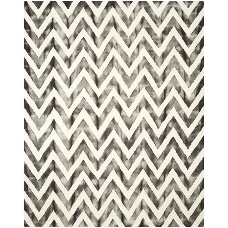 Charcoal 9' x 12' Ivory Safavieh Dip Dye Collection DDY715D Handmade Chevron Watercolor Premium Wool Area Rug 