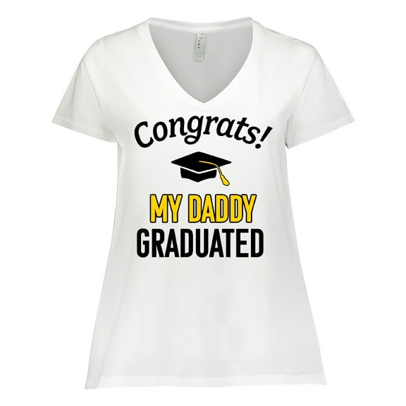 Inktastic Congrats My Daddy Graduated with cap Women's Plus Size V-Neck T-Shirt