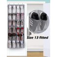 thumbnail image 2 of Organizador de zapatos para colgar sobre la puerta, soporte para armario, colgador, bolsa de almacenamiento, estante con 24 bolsillos grandes de malla, gris, 2 of 5