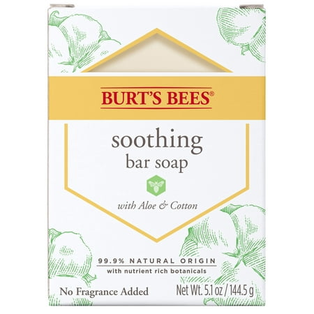 Light Aloe Cotton - (2 pack) Burts Bees Soothing Bar Soap with Aloe & Cotton 5.1 Ounce
