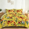 thumbnail image 3 of FIVERAM Floral Quilt Set Twin Size,Lightweight Bedspread with Pillow Shams,Reversible Coverlet Botanical Yellow Bedding Set for Bedroom Decor, 3 of 8