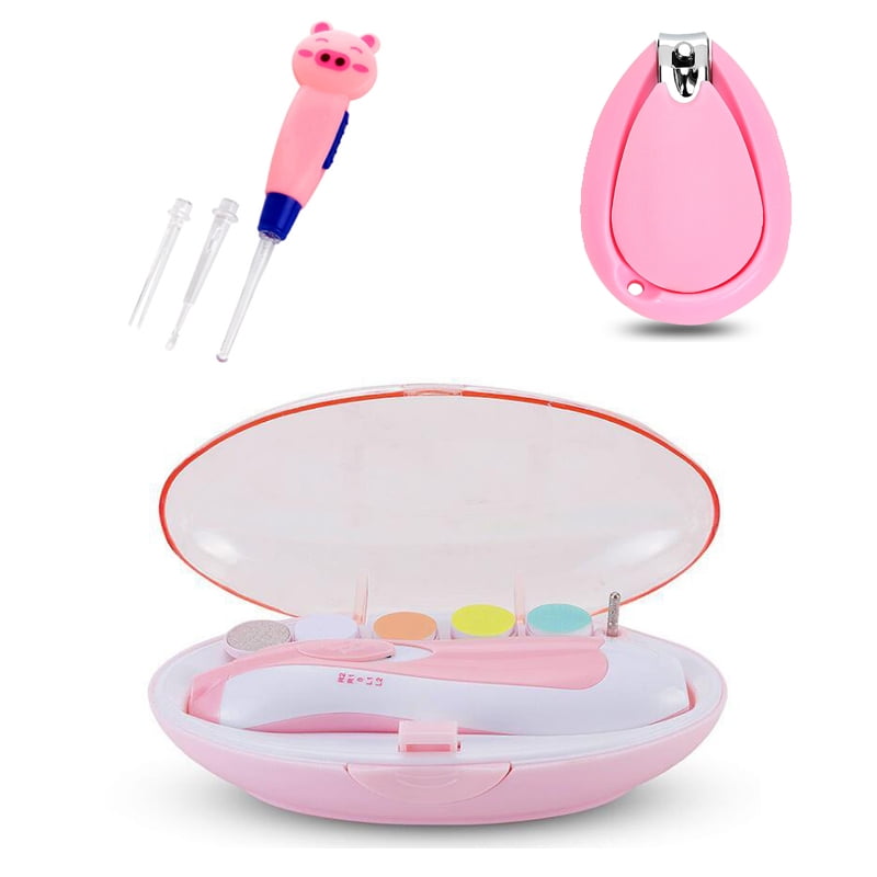 EASTIN Baby Nail Trimmer File and Ear Scoop with Light - Safe Electric Nail Clippers Kit for Newborn Infant Toddler Kids Toes and Fingernails - Care, Polish and Trim