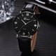 thumbnail image 5 of Reloj unisex para hombres y mujeres Reloj de pulsera con esfera de vidrio redondo y correa de PU de cuarzo (Negro, oro negro), 5 of 7
