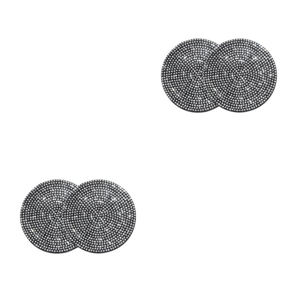 Scienceny Alfombrilla para portavasos de coche, almohadillas decorativas antideslizantes con diamantes de imitación, color blanco automotriz Blanco 2piezas