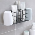 thumbnail image 5 of Wall Mounted Toothbrush Storage Rack, Non Perforated Bathroom Holders, Mouthwash Cup Set, Iron Material, Multi Functional Storage, Stable Load Bearing, Fashionable Appearance, Easy To Clean, 5 of 6