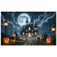 thumbnail image 1 of Gothic Design Halloween Banner with Scary Pumpkins Spooky Castle Backdrop Dark Atmosphere for Halloween Party Decoration, 1 of 5