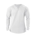 thumbnail image 3 of 100%Cotton Shirts for Men Summer Solid Color V Neck Long Sleeve Shirt Fitness Thin Breathable Button Lightweight Sports Shirts Athletic Lounge Wear, 3 of 6