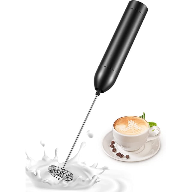 Milk Frother, Stainless Steel & Aluminum Alloy Electric Milk Frother with 12000 RPM Super Powerful Motor for Coffees, Espressos, Lattes and Cappuccinos, 3 AAA Batteries Not Included