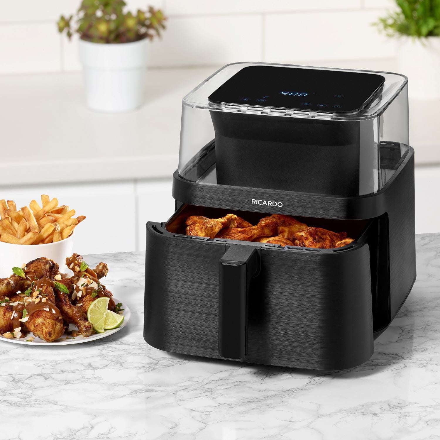 Ricardo Digital Air Fryer, 7.2L Large Basket, Touchscreen, 11 Preset Functions, Fry, Reheat, Dehydrate, Adjustable Temperature, 1500W, Black
