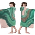 thumbnail image 4 of Green Marble Gold Wave Pattern Hooded Bath Towel，50"x30" for Ages 3 To 12 Kids, Quick Dry Lightweight Soft Microfiber Hood Beach Towel Cover Up for Kids, 4 of 7