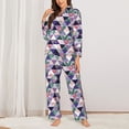 thumbnail image 6 of Salouo Plaid Flamingo Pattern Women's Pajamas Set Long Sleeve Button Down Sleepwear Soft Pj Lounge Sets for women 2 Piece Pjs Set with Long Pants -Large, 6 of 8