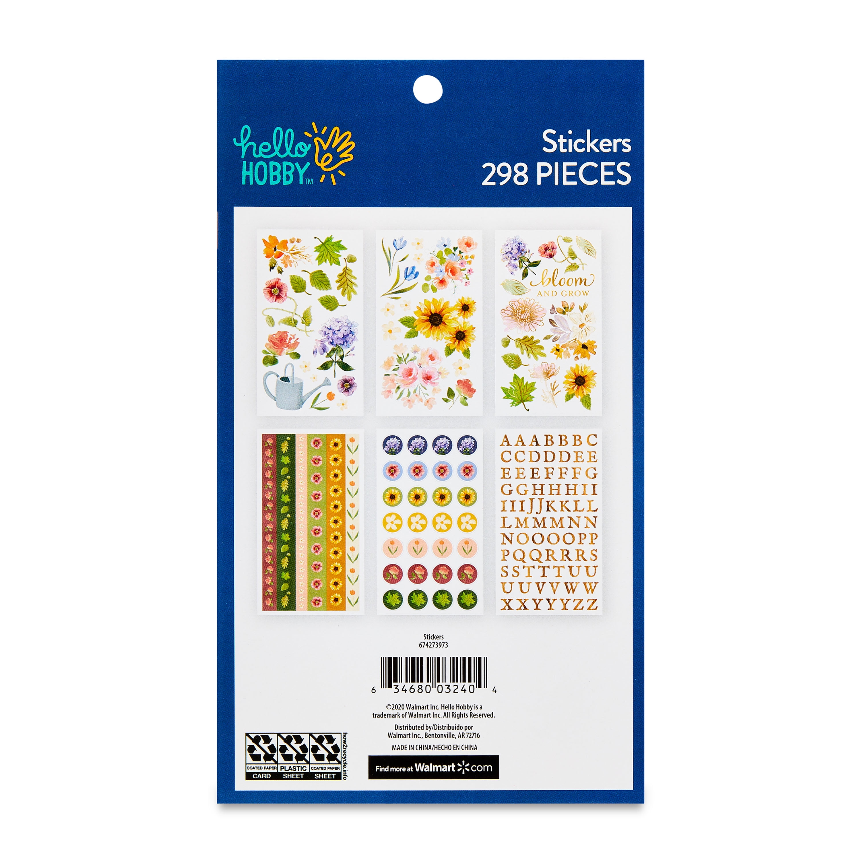 Hello Hobby Flower Sticker Book, Traditional Flower Stickers, 298 Pack
