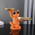 thumbnail image 4 of Escultura de perro elegante Sunnimix organizador de almacenamiento de resina Naranja, 4 of 8