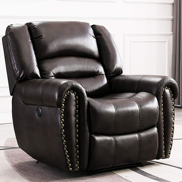 Anj Electric Recliner Chairs W Breathable Bonded Leather Overstuffed Power Reclining Chair With Usb Port Motorized Recliners Single Sofa Brown Com Anj Electric Recliner Chairs W, Titanic Furniture Breathable Leather Sofa In Black