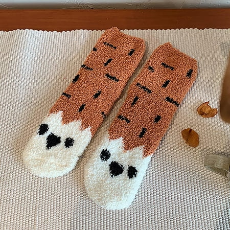 

DAETIROS Party Sleep Socks Stretch Autumn and Winter Funny Thicker Floor Padded Socks Red