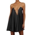 thumbnail image 4 of ITFABS Robe Courte Ligne A à Bretelles Chaîne Col en V Creux Couleur Unie pour Femmes, 4 of 4