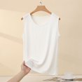 thumbnail image 2 of Women's Modal Camisole Soft Sleeveless Undershirt Seamless Stretch Tank Tops Crew Neck Yoga Tee Summer Flowy Workout Top(White,L), 2 of 4