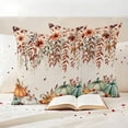 thumbnail image 3 of Orange Green Pumpkins Fall Outdoor Waterproof Pillow Covers, Thanksgiving Floral Botanical Rustic Decorative Square Throw Pillowcase Sofa Cushion Sham for Patio/Couch/Chair, 18"x18" 2 Pack, 3 of 8