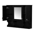 thumbnail image 2 of Black Wood Wall Mounted Bathroom Medicine Cabinet with Mirror and Open Shelves, 2 of 13