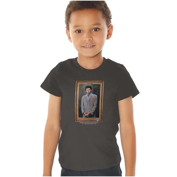 Seinfeld Kramer Portrait Kids T Shirt (4) for Youth Toddler Boys and Girls, Charcoal