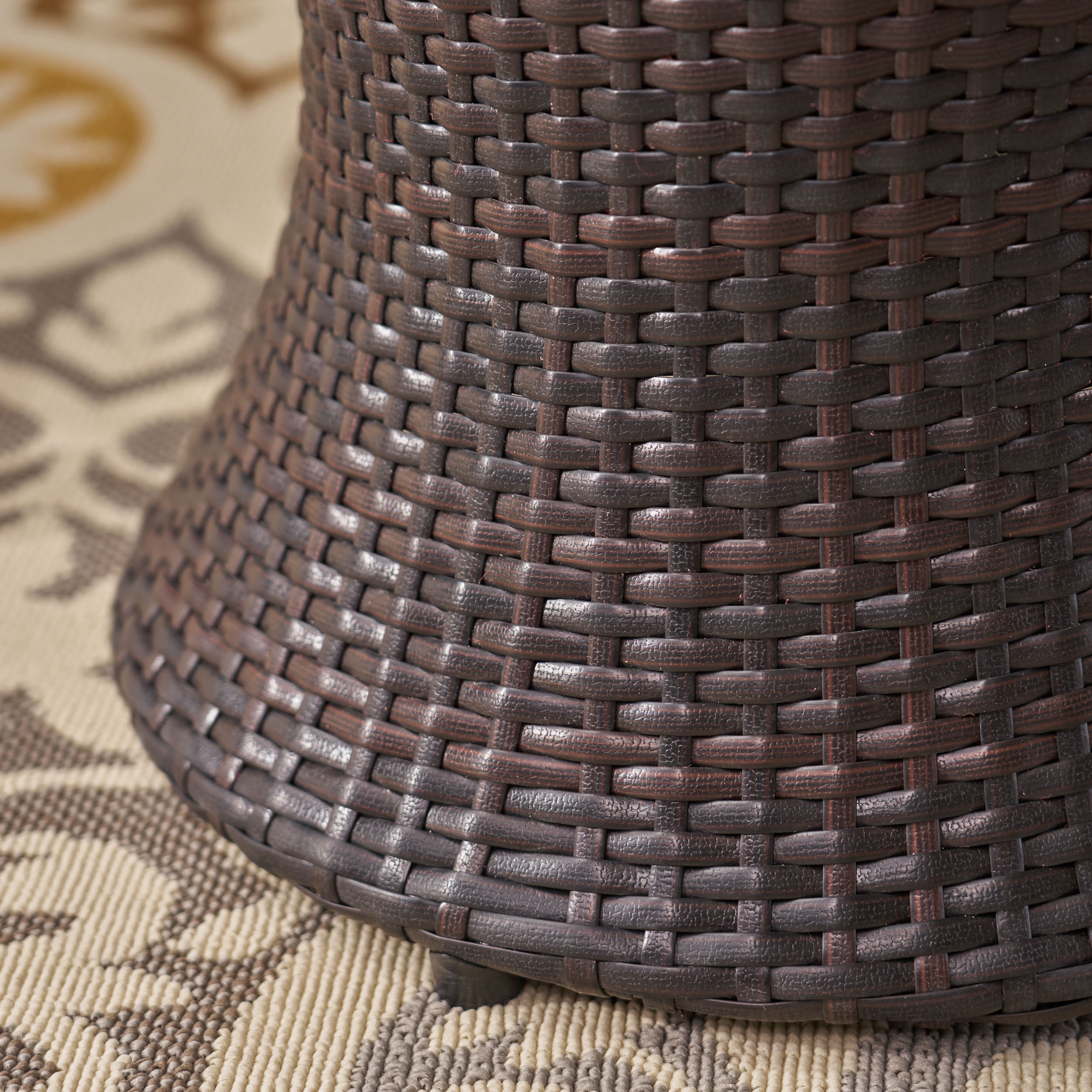 Ella Outdoor 3 Piece Wicker Chat Set with Cushions, Multibrown, Beige