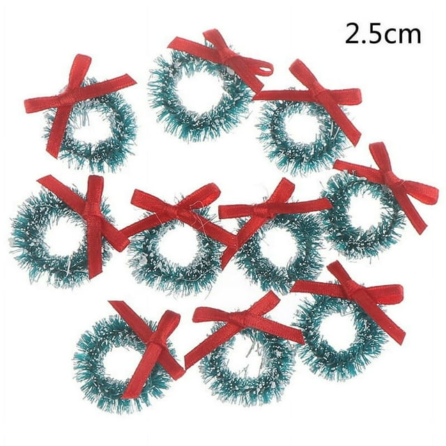 10 Pcs Mini Couronnes de Noël Miniatures Décoration de Jardin Maison Maison de Poupée