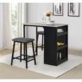 thumbnail image 2 of 3 Piece Counter Height Faux Marble Dinette Set with Black Iron Metal Frame, 2 of 2