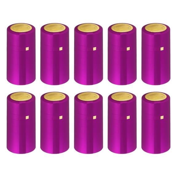 Uxcell 100 Pack Heat Shrink Wrap Sleeves with Tear Tab Wine Shrink Cap, Purple/Gold
