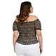 thumbnail image 3 of Blusa smock Zenobia Talla Extra 12120 Negro floreado, 3 of 6