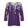 thumbnail image 4 of Fiudx Camisas para Mujer Blusa de Manga 3/4 Corta Estampada a La Moda para Mujer, Blusa Informal con Cuello Redondo, 4 of 4