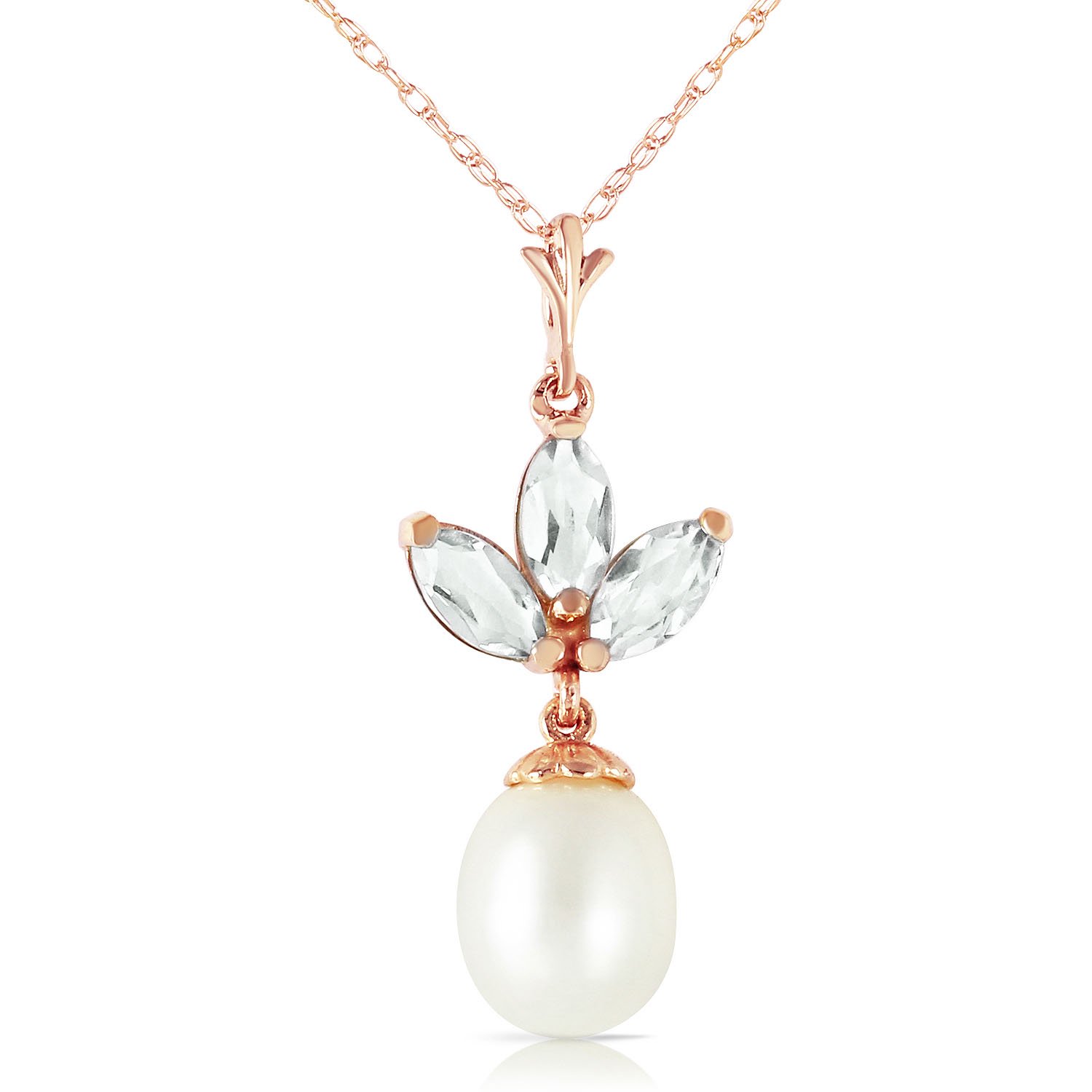 Galaxy Gold 14K Solid Gold Natural Green Amethyst Necklace for Women - Rose Gold Fine Jewelry