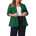 thumbnail image 5 of Agnes Orinda Women's Plus Size Blazer Button Down Collarless Long Sleeve Business Casual Jacket with Pockets 4X Dark Green, 5 of 7