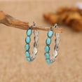 thumbnail image 5 of Bohemian Turquoise Geometric Oval Flower Drop Dangle Earrings Ethnic Teardrop for Women Statement Cowgirl Boho Jewelry, 5 of 7