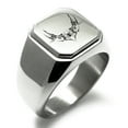 thumbnail image 1 of Stainless Steel Wicked Black Widow Engraved Square Flat Top Biker Style Polished Ring, 1 of 1