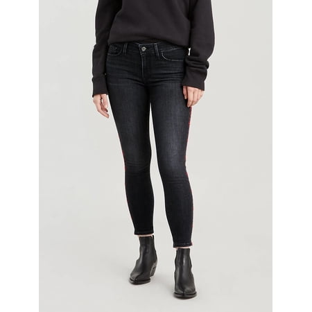 Levi's Juniors 711 Embroidered Skinny Ankle Jeans,Black,27