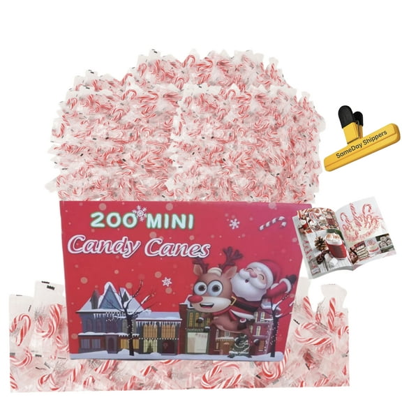 MINI CANDY CANES (200 COUNT) | Mini Candy Canes Peppermint Flavored | Red & White Stripes - Individually Wrapped Gift Pack | Holiday Candy for Christmas, Santa Parade, Christmas Candy Canes