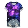 thumbnail image 5 of Tnhcen Women's Summer Starry Sky Print Round Neck Short Sleeve Basic Top – Casual Plus Size Shirts S-3XL Breathable Stretchy Tops, 5 of 7