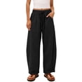 thumbnail image 6 of Abomasnow Women's Plus Size Palazzo Pants Elastic High Waist Drawstring Wide Leg Pants Casual Lightweight Beach Vacation Trousers with Pockets, 6 of 7